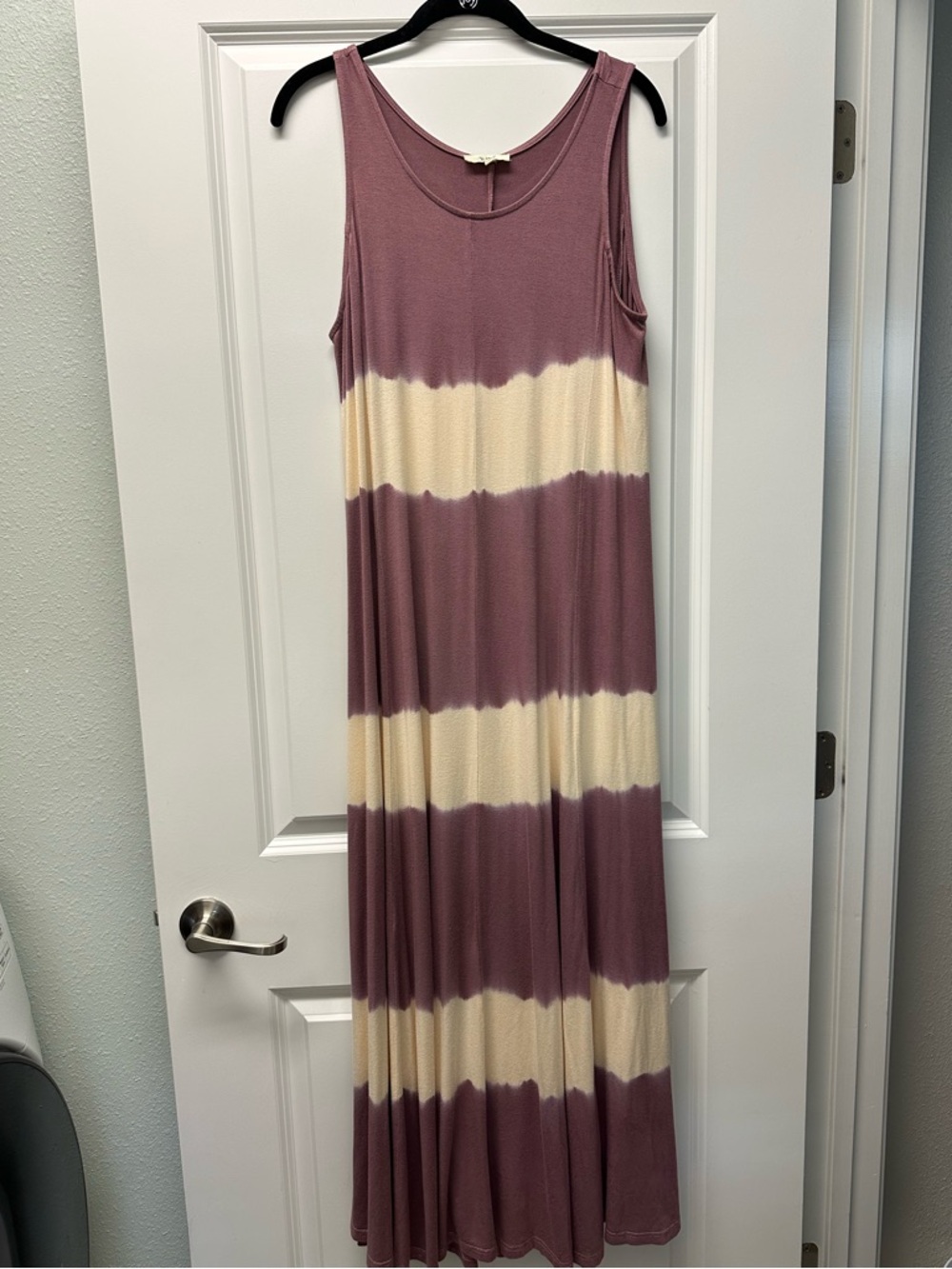easel Mauve and Cream Striped Sleeveless Maxi Dress